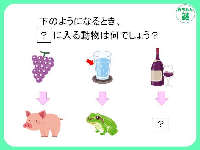 規則性謎解き　イラストどうしを結ぶ矢印が何を意味するのか、謎を解いて答えにたどり着け！